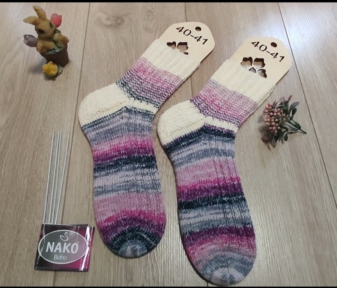 Носочки из остатков пряжи,размер 39-40