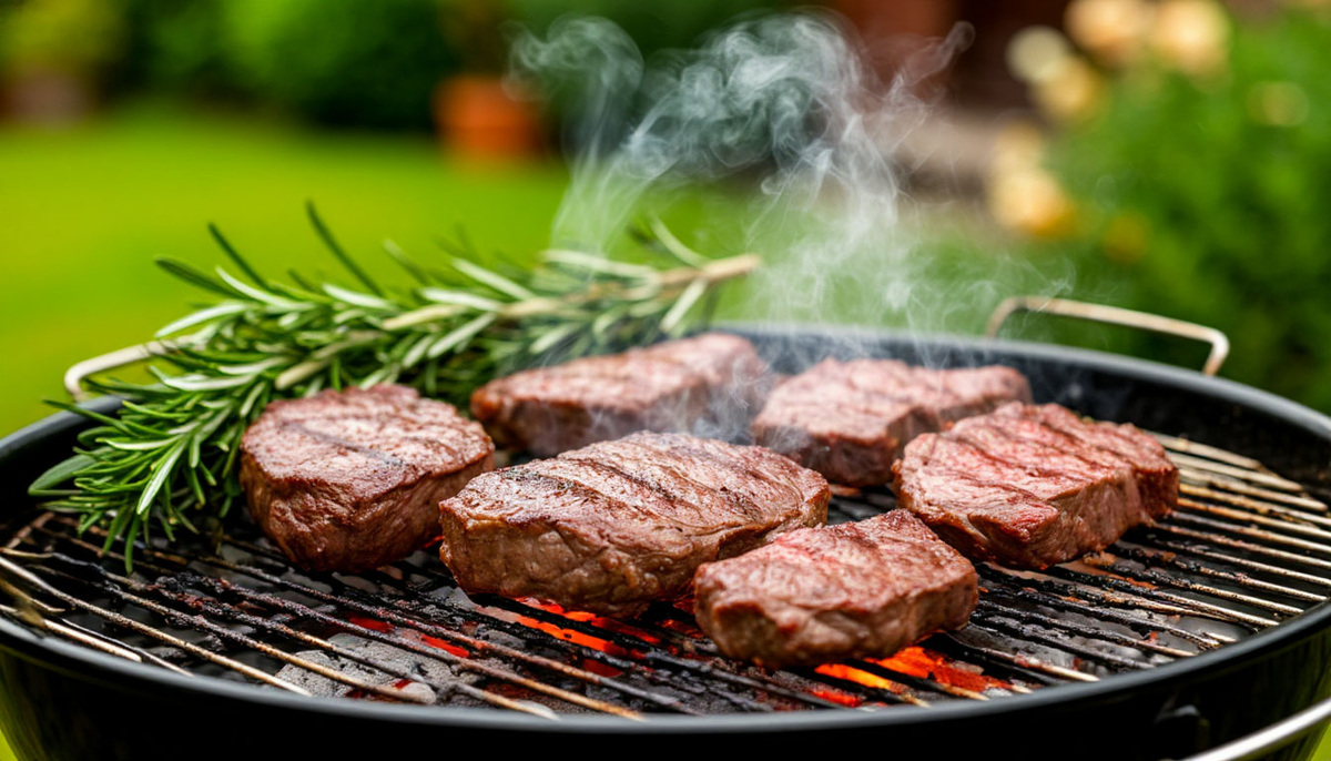 Баранина на гранатовом соке в процессе жарки на мангале