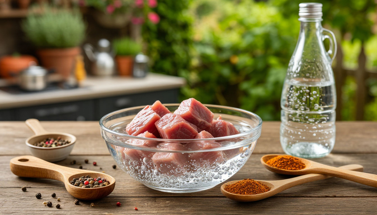 Шашлык на минералке, подготовка к маринованию