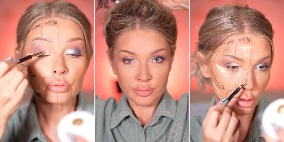 Делаю макияж по клеточкам - простой способ омолодить лицо и понять что куда нанести: показываю что затемнить и высветлить