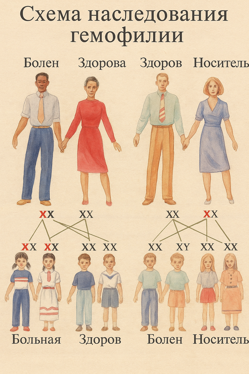 Схема наследования гемофилии