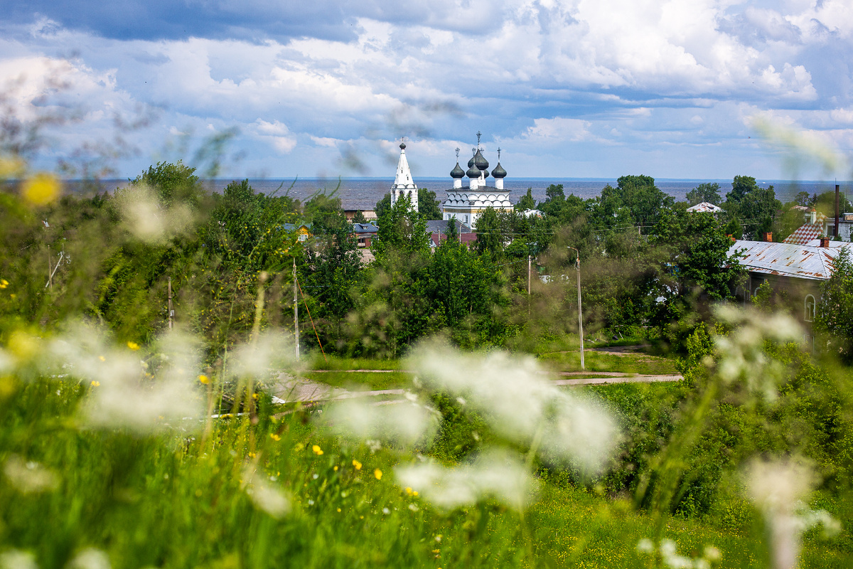 Вид на Спасскую церковь и Белое озеро с кремлёвских земляных валов. Белозерск, Вологодская область. Фото автора статьи 