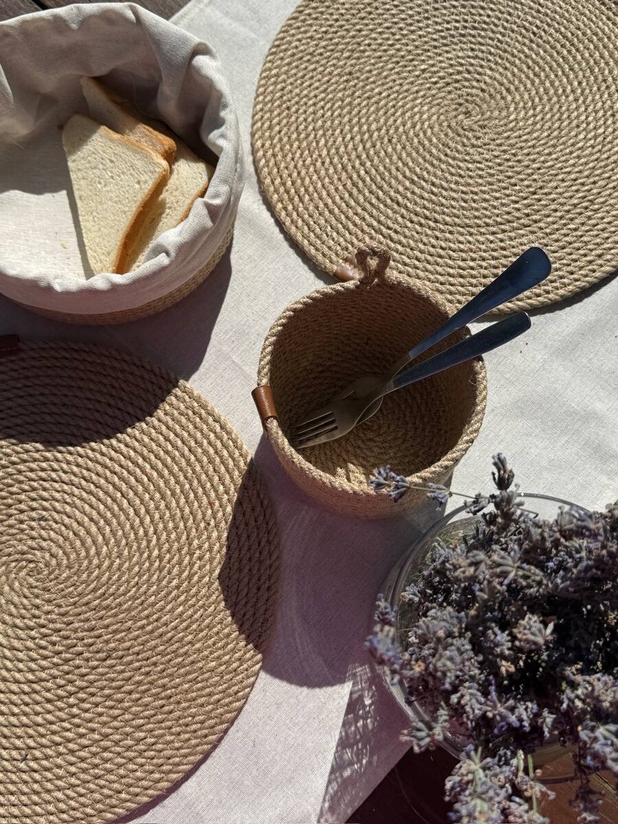 Плейсматы, корзина с петелькой, хлебная корзина с чехлом АН