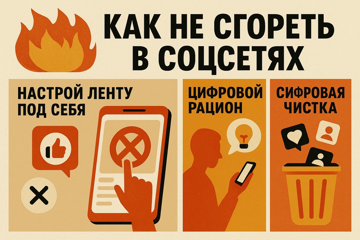 Как не сгореть в соцсетях: 4 лайфхака цифровой гигиены на 2025 год