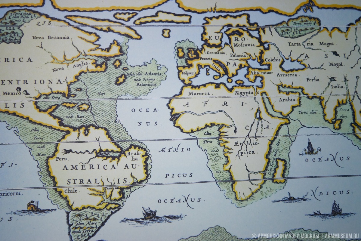 Афанасий Кирхер. «Гипотетическая география земли после потопа» (1675). Изображение из атласа Затика Ханзадяна «Историческая картография Армении»