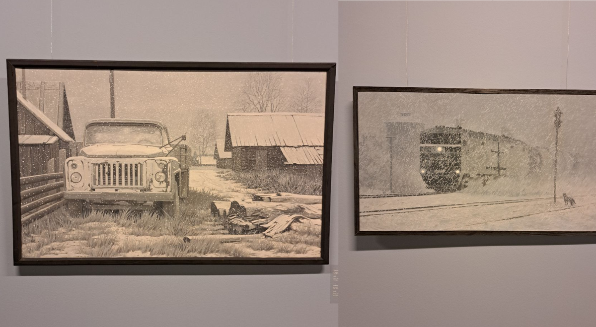 Техника картин — масло + пастель — напоминает старинные фрески