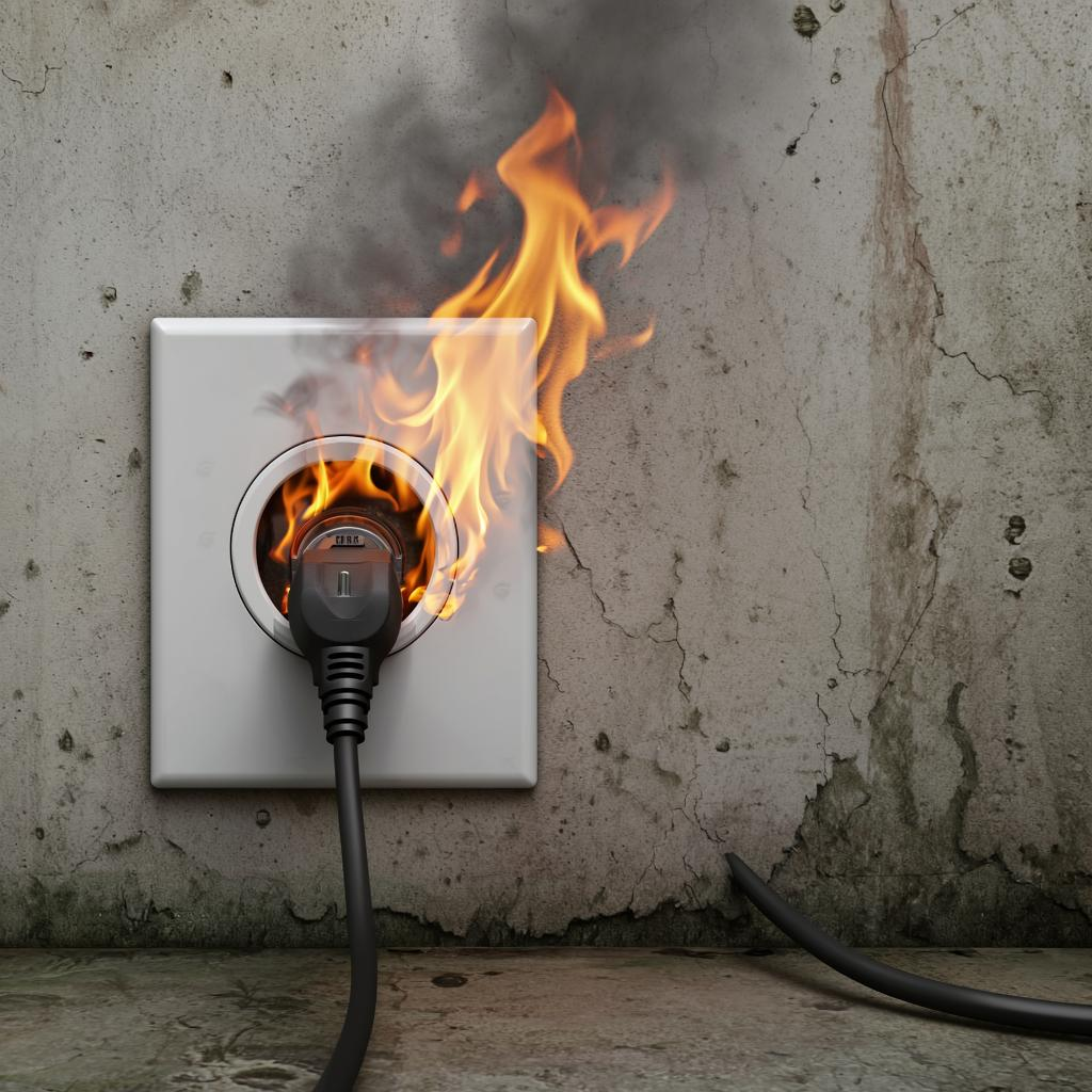 Искры в розетке могут привести к пожару