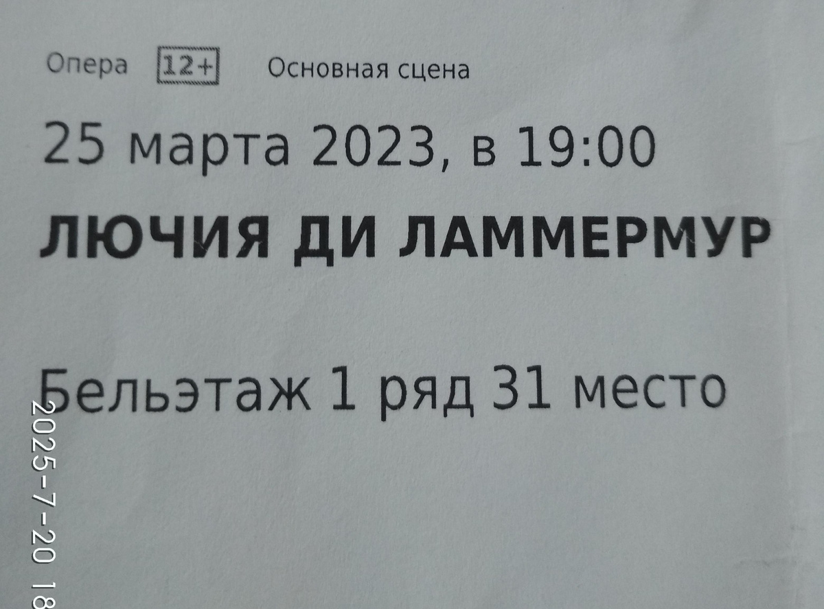 Фото билета.