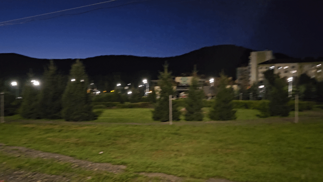 Вид на ночной Междуреченск с ЖД-станции