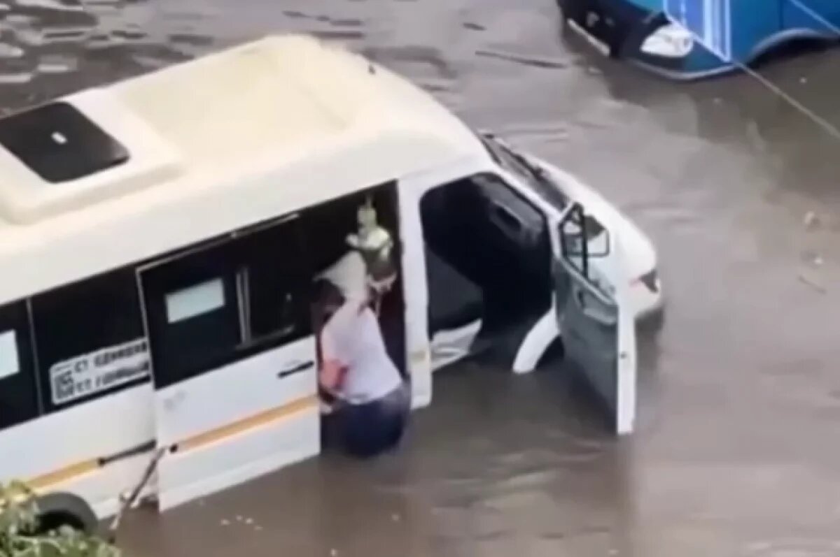    Носившему на руках в дождь пассажиров водителю маршрутки дали премию