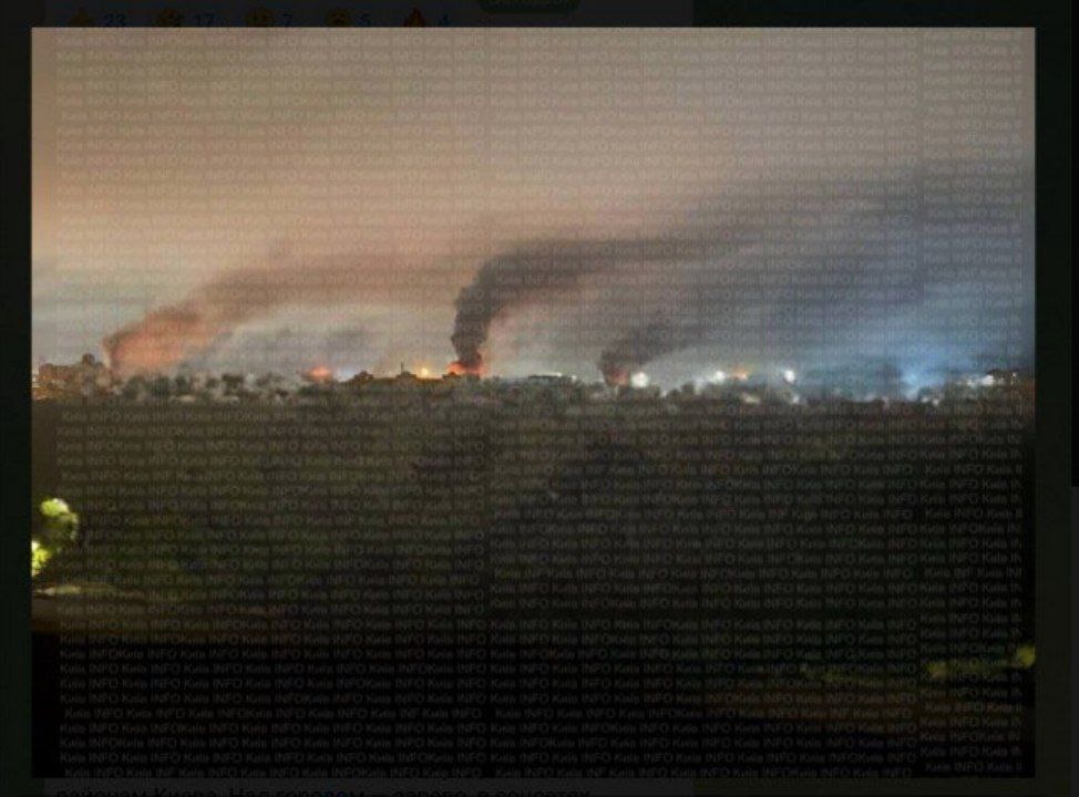    Обстановка в Киеве прошедшей ночью. Скриншот: телеграм-канал/"Осташко! Важное"