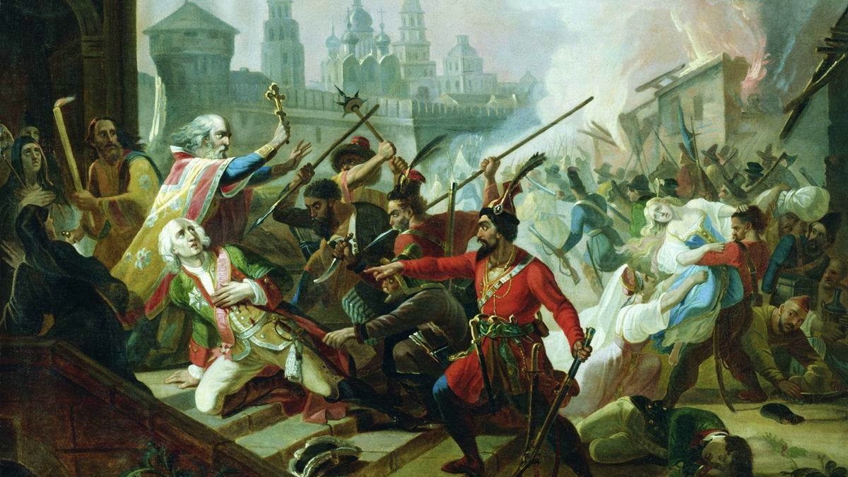 Штурм Пугачевым Казани, картина Ф. А. Моллера