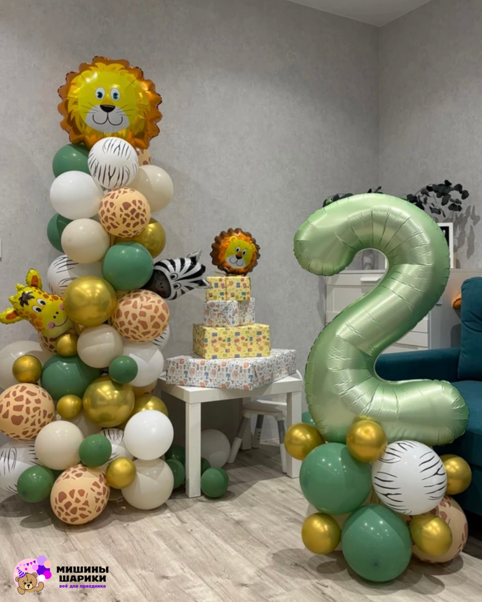 Воздушные шары на стойке на 2 года мальчику