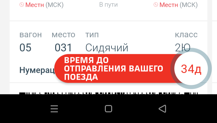 Скриншот из приложения РЖД