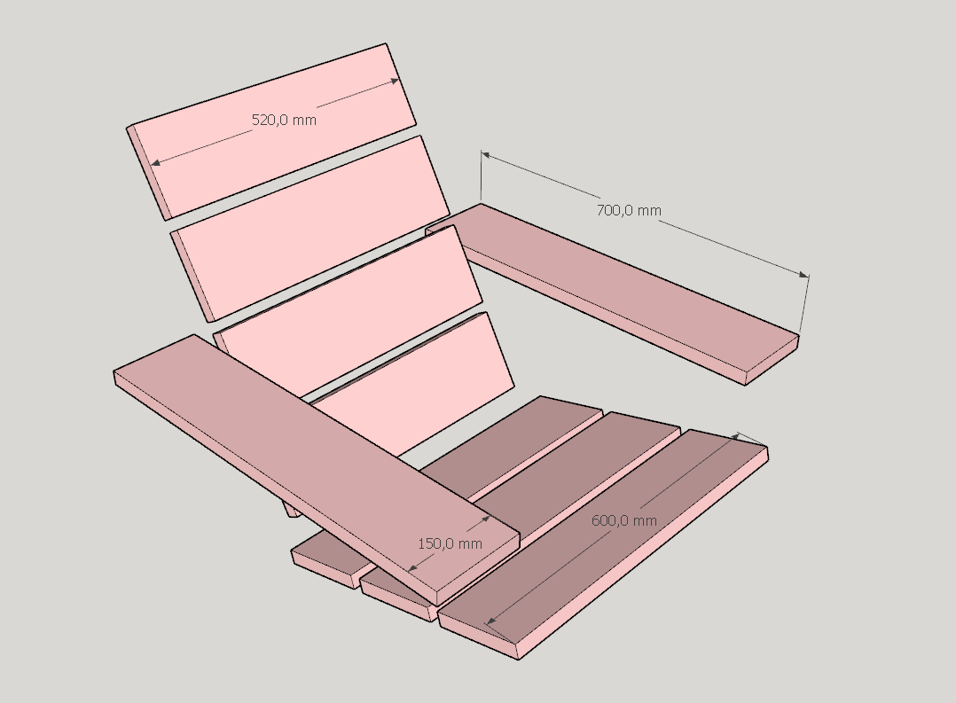 Спинка, сиденье, подлокотники - размеры