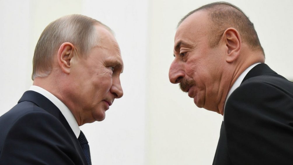   Владимир Путин и Ильхам Алиев. Иллюстрация: "Блокнот"