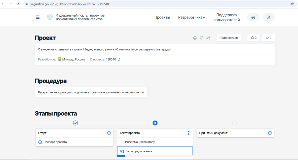 Проект о внесении изменения в статью 1 Федерального закона «О минимальном размере оплаты труда»
