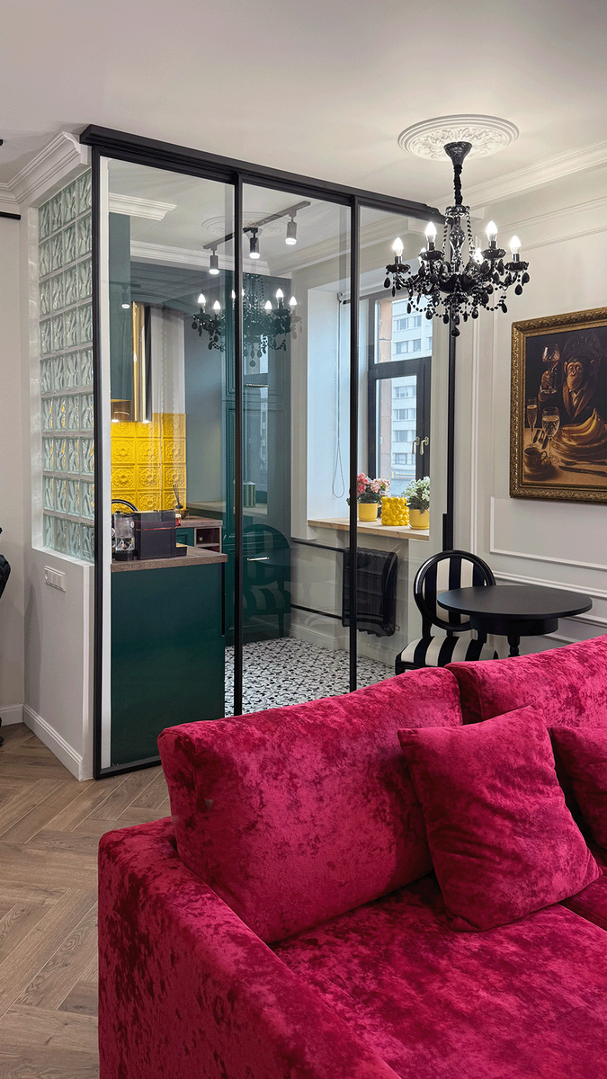 Раздвижная перегородка алюминий-стекло DORIAN.RU