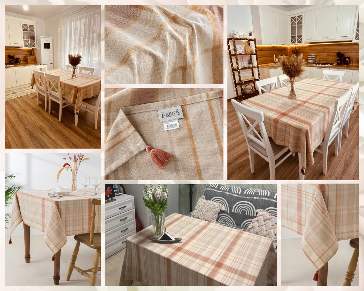 Скатерть «MAYA» с кисточками, 150х200 см, 80% хлопок и 20% полиэстер — OZON арт. 1352532971 и WB арт. 293956858.