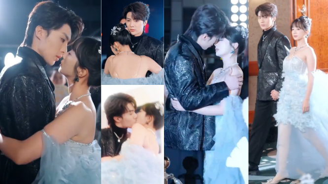 Коллаж кадров дорамы «Возродиться в твоих объятиях», крайне целрвательная парочка))