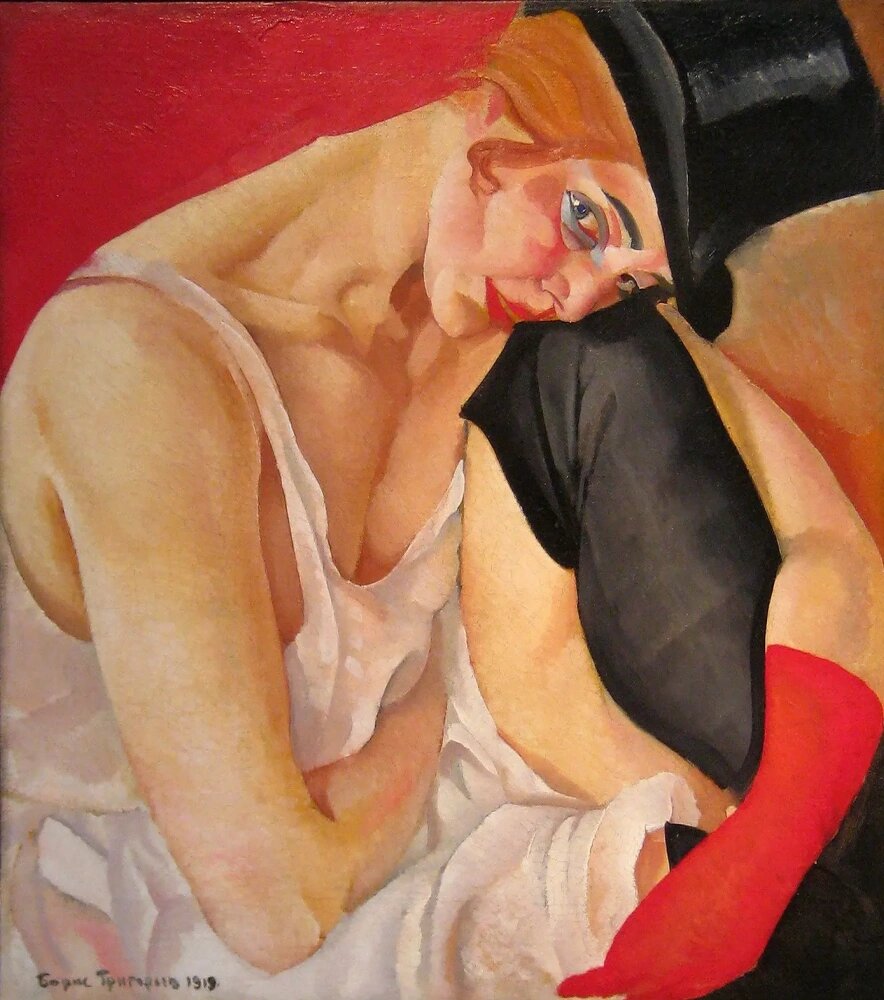 Борис Григорьев, "Женщина в цилиндре"