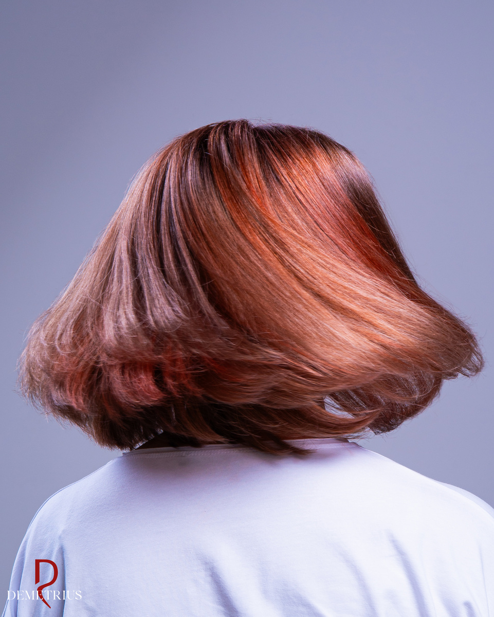 Блочное окрашивание в технике Деметриус - работа ученика курса