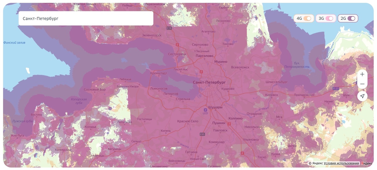 Карта покрытия от СберМобайла