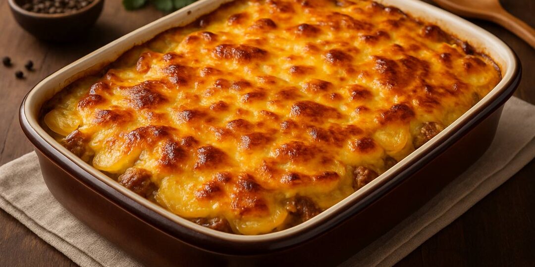 Запеканка с мясом и картофелем — та самая, румяная и сочная