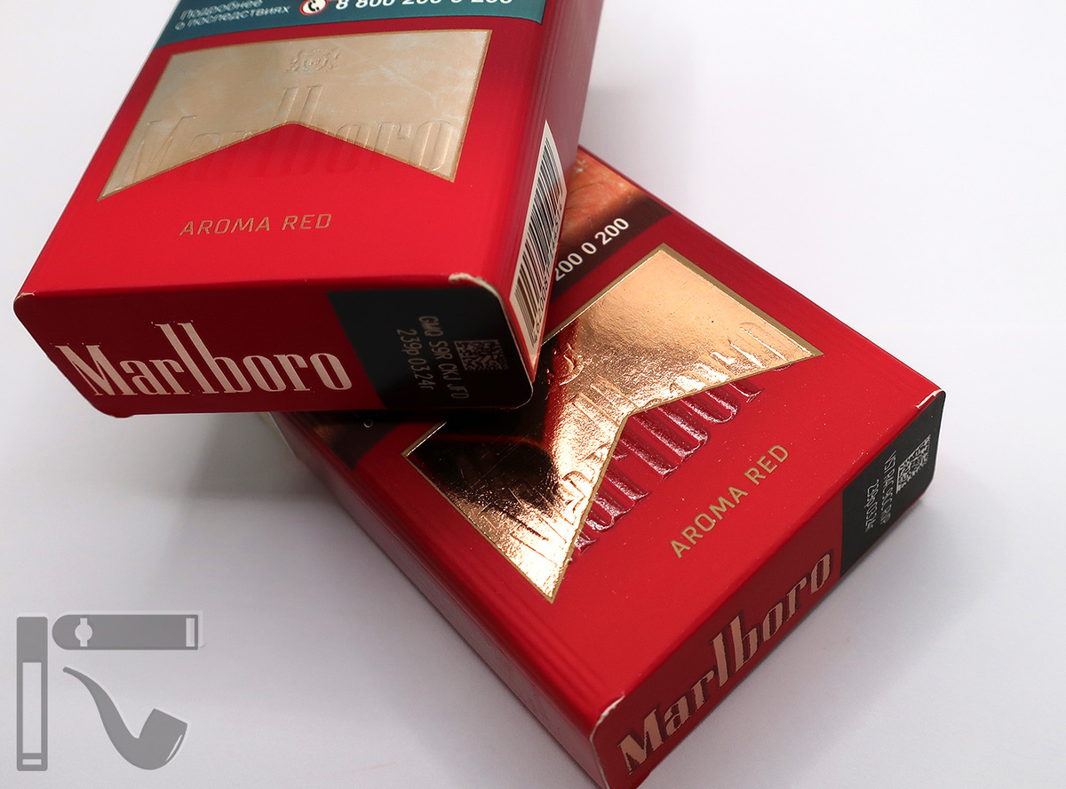 Сигареты Marlboro Aroma Red, дубль и оригинал. Фото: © канал "Уголок Курильщика"