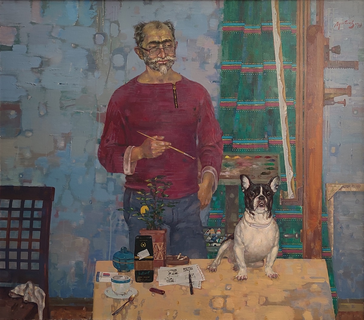 Лусегенов Осанес Мелконович. Автопортрет с Симоном. 2013. Из собрания РОМИИ