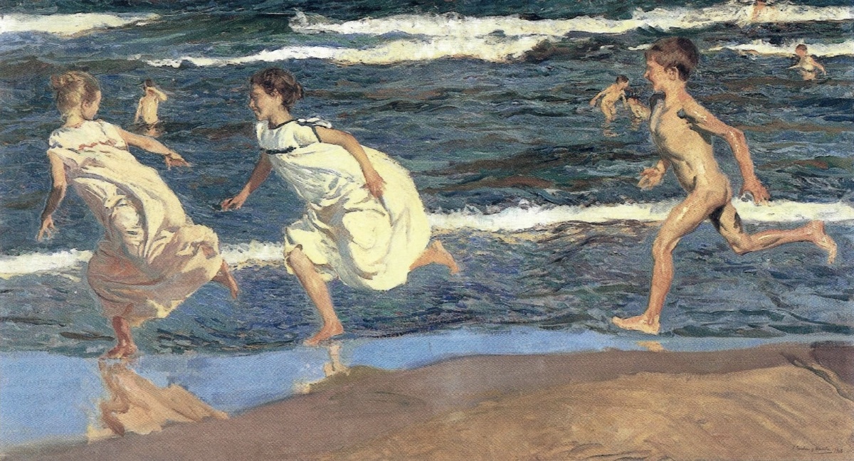 Joaquín Sorolla y Bastida. Running Along the Beach / Бег вдоль пляжа. 1908. Масло, холст. 90х166.5. Museum of Fine Arts Asturias, Oviedo 
