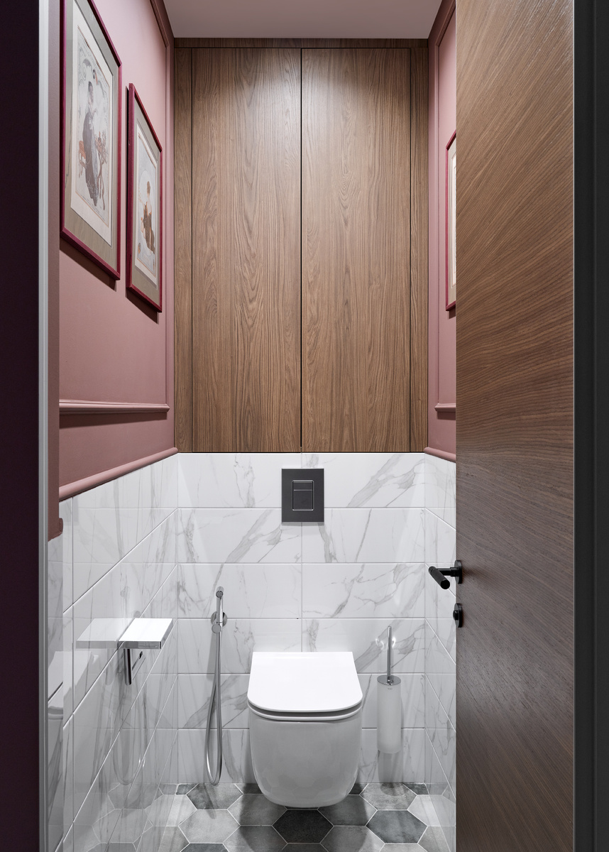 Скрытые двери DORIAN в натуральном шпоне. Отделка WALNUT Stried