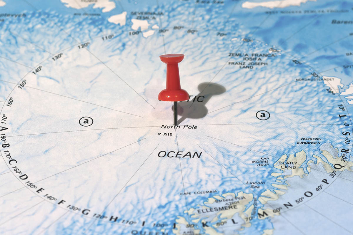    Северный полюс — макушка планеты. Источник: Shutterstock