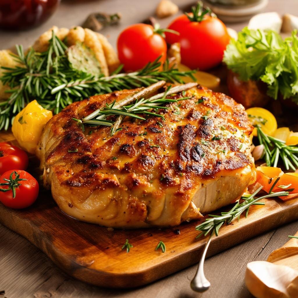 Крольчатина, запечённая с розмарином и чесноком