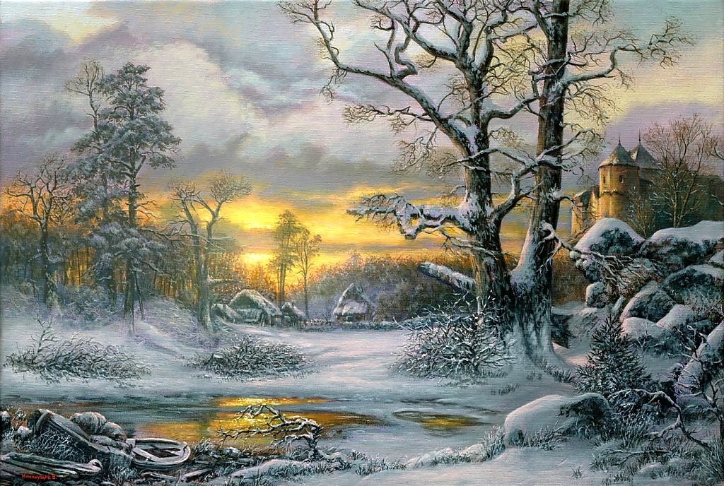 Валерий Ниминущий. "Зимний пейзаж. На исходе дня"