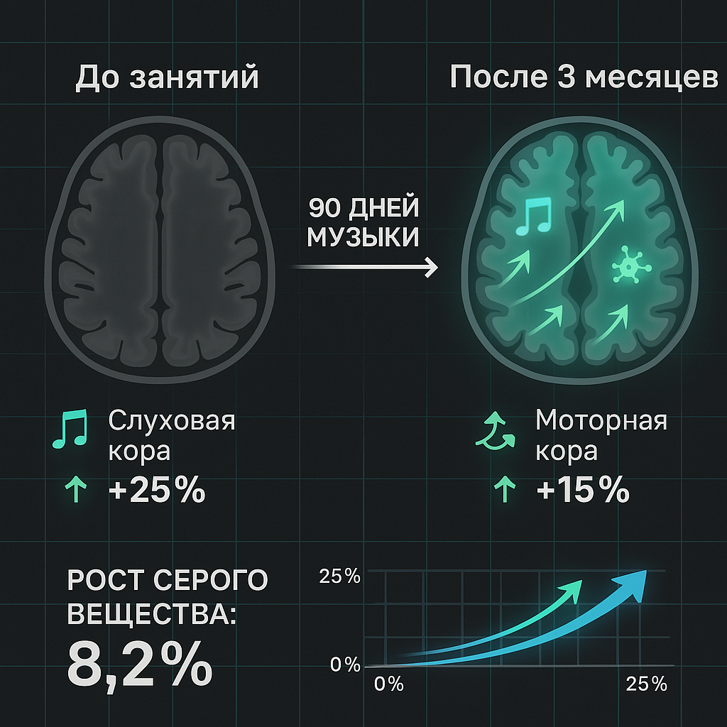 Два сравнительных МРТ-среза мозга слева ("До") и справа ("После")