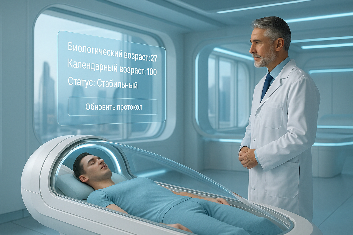 Пациент в капсуле с биологическим возрастом 27 лет, календарным - 100. Новая реальность медицины под управлением ИИ.