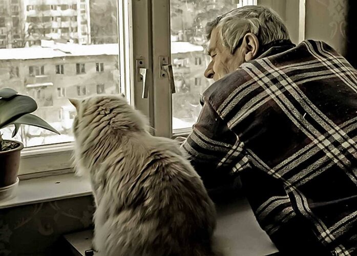 Аркадий с Мусей смотрят в окошко