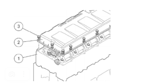 - Отвинтить болты крепления (3) клапанной крышки
- Снять клапанную крышку (2) с головки блока цилиндров (2)
= Болты крепления клапанной крышки должны быть сняты вместе с клапанной крышкой