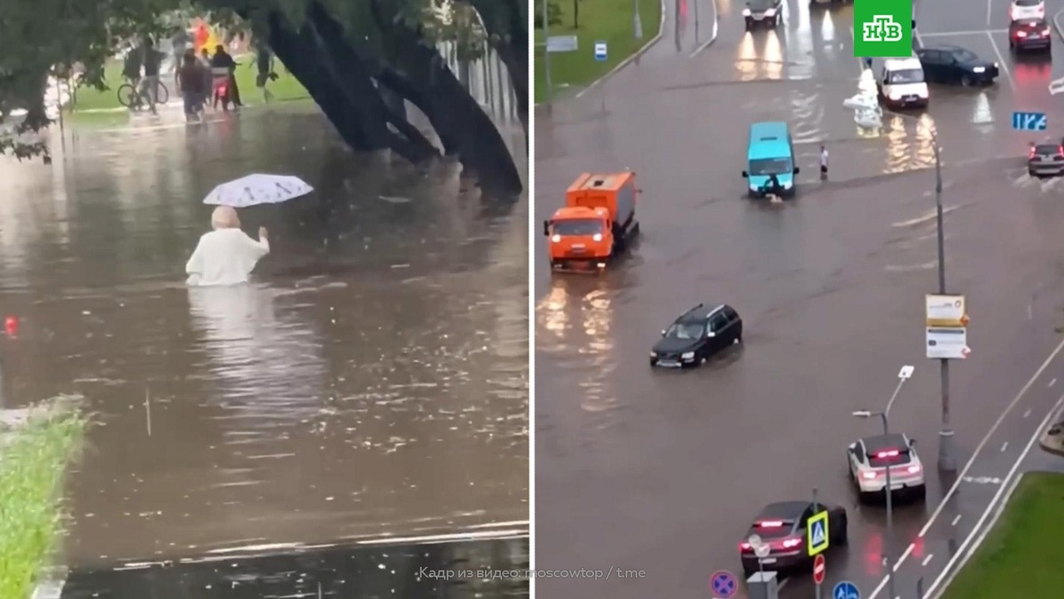    Москву накрыл ливень с грозой и градом