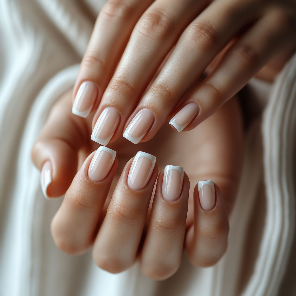Классический французский маникюр в нюдовых тонах