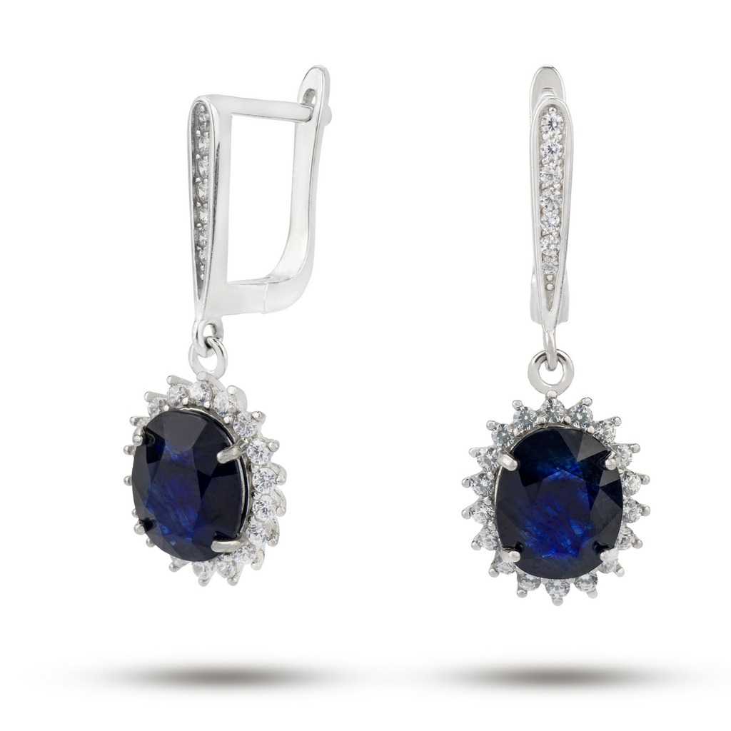Серьги с сапфиром корунды, НГв-15885 с английским замком