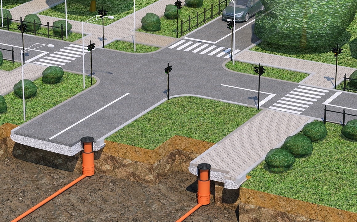 Малистарльная ливневая труба в связке с колодцами