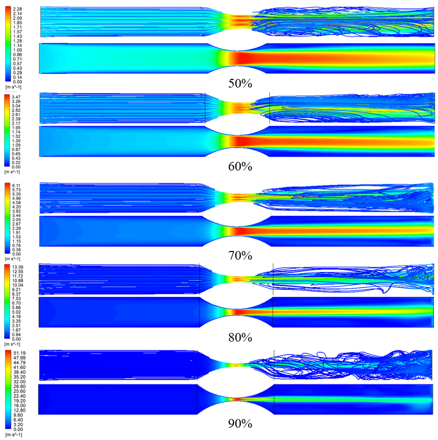    Изменение скорости по всей длине артерии при стенозе 50-90% / © Юлия Большакова, пресс-служба ПНИПУ
