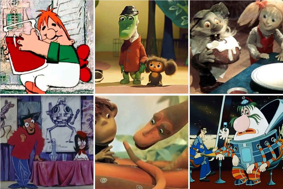 Кадры из некоторых мультфильмов, в которых великий актер озвучивал персонажей.