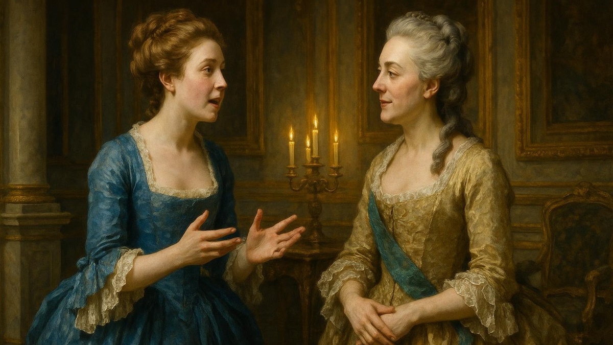 Екатерина Дашкова и Екатерина II. Нарисовано нейросетью