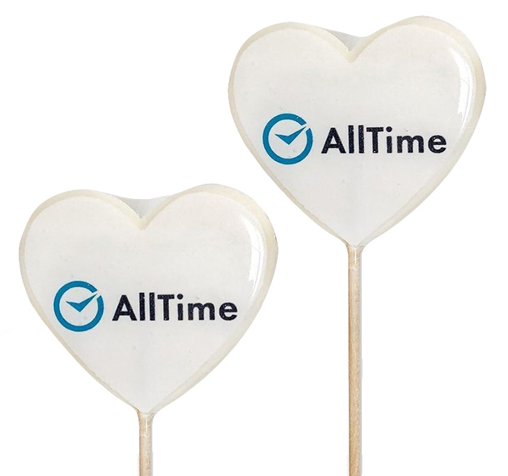 Леденцы на палочке с полноцветной печатью на поверхности