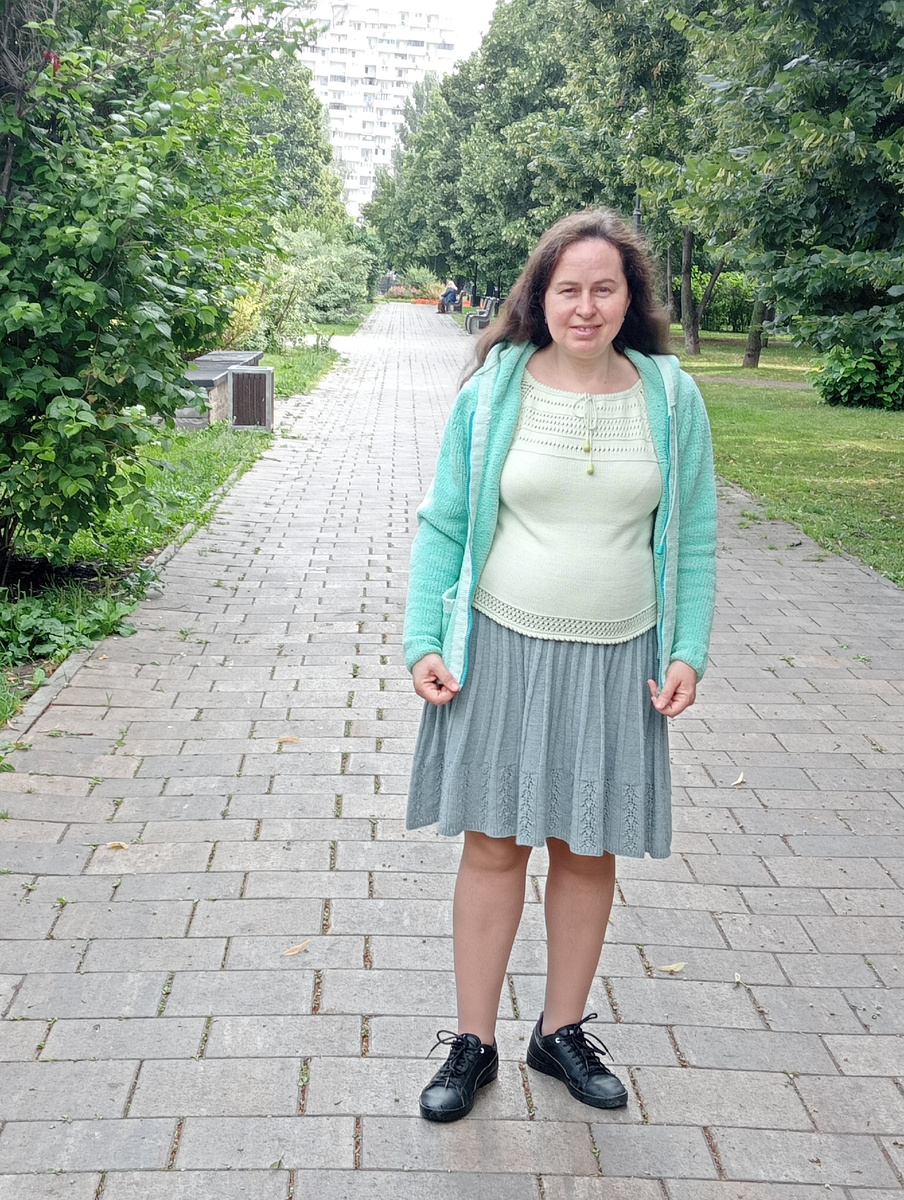 Юбка спицами с ажуром по низу