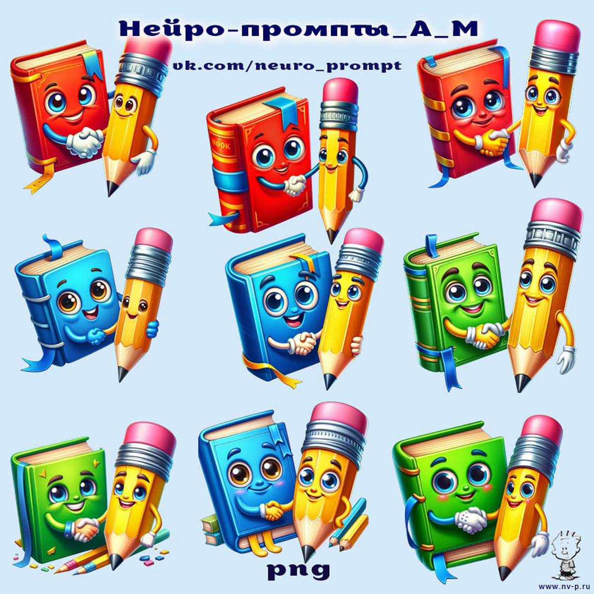 клипарт книги и карандаши