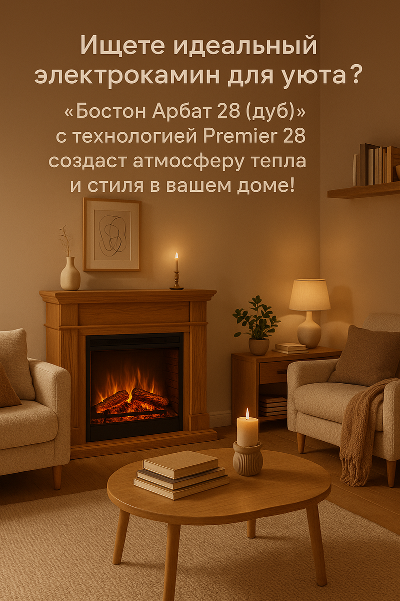    Электрокамин Бостон Арбат 28 с Premier 28: создайте уют и атмосферу стиля в вашем доме сейчас! Kamin